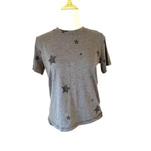 Splendid Women's Cotton Modal Gray Black Star Print Crewneck Tee Shirt Size S